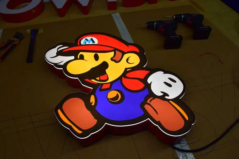 Logotipo grande LED 3D Super Mario Personaje Neón 54 CM