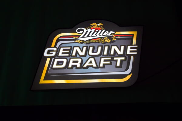 Podświetlane Logo 3D LED Miller Genuine Draft 60×56 CM Reklama Piwa