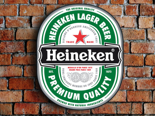 Podświetlane Owalne Logo 3D LED Heineken 50-80 CM Reklama Piwa