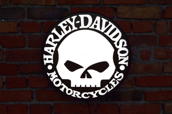 Podświetlane Logo 3D LED Harley Davidson Czaszka 50-80 CM Reklama Sklepu Salonu