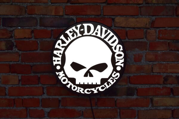 Illuminato 3D LED Harley Davidson Skull Logo 50-80 CM Showroom Shop Pubblicità