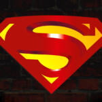 Grand panneau LED 3D de signalisation du logo de Superman Néon 60 x 38 CM