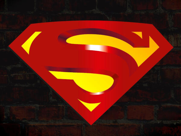 Duże Logo LED 3D Superman Logo Sign Neon 60 x 38 CM