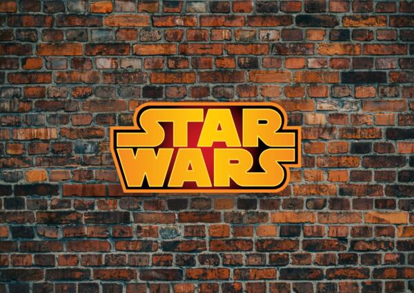 Duże Logo LED 3D Star Wars Logo Sign Neon 65 x 30 CM