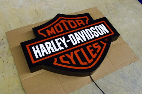 Large 3D LED Logo Harley Davidson Sign Neon 62 x 48 CM