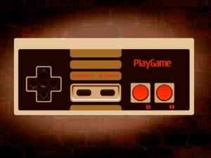 Grote LED Logo 3D Retro Nintendo Joystick Neon 60 x 26 CM voor Man Cave Gamers