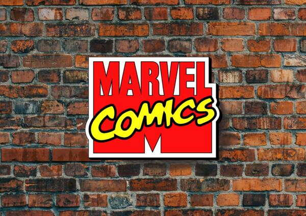 Duże Logo LED 3D Marvel Comics Neon 60 x 45 CM